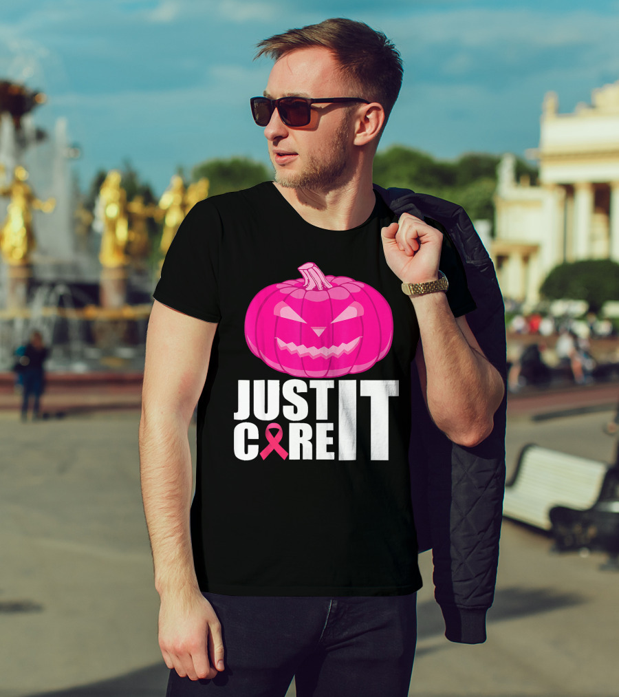 Just Cure It Pink Pumpkin Breast Cancer Awareness T-Shirt