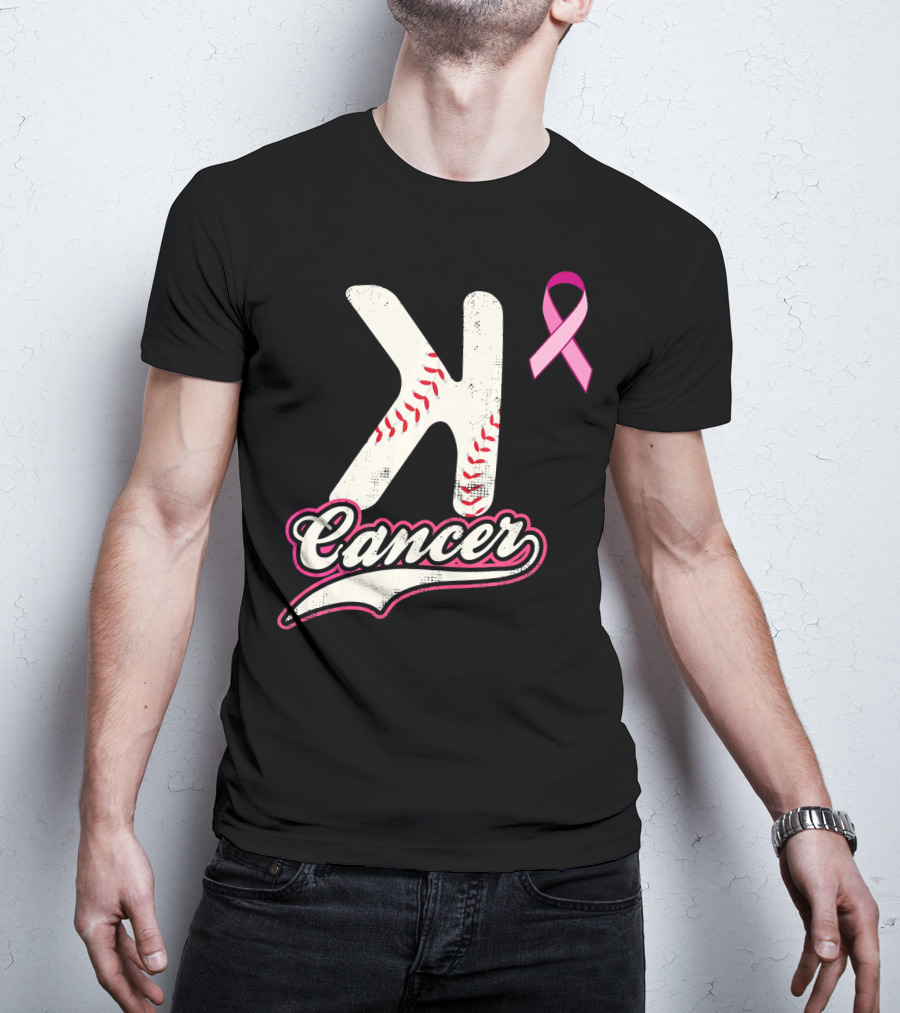 StriKe Out Cancer Baseball Pink Ribbon Support T-Shirt