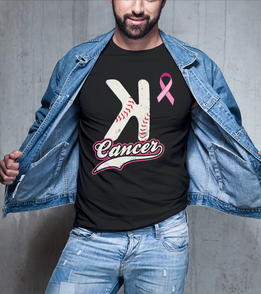 StriKe Out Cancer Baseball Pink Ribbon Support T-Shirt