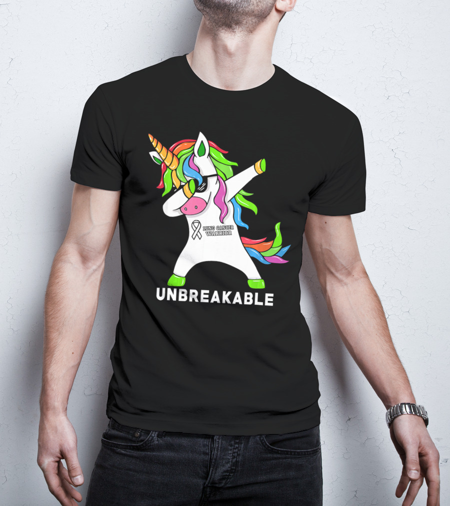Unbreakable Lung Cancer Awareness Unicorn Warrior T-Shirt