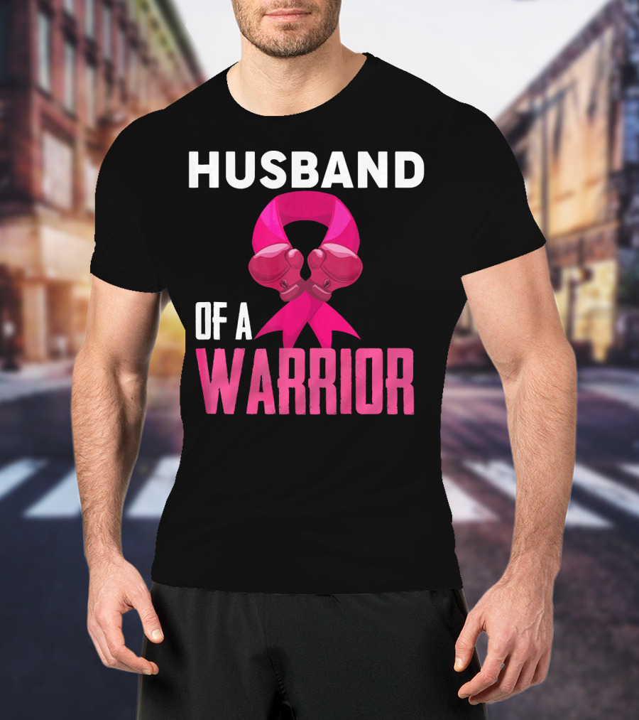 Husband Of A Warrior Breast Cancer Awareness Boxing Gloves T-Shirt