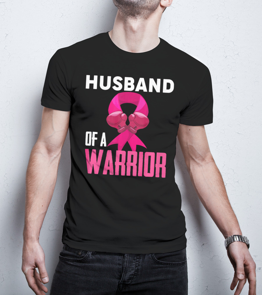Husband Of A Warrior Breast Cancer Awareness Boxing Gloves T-Shirt