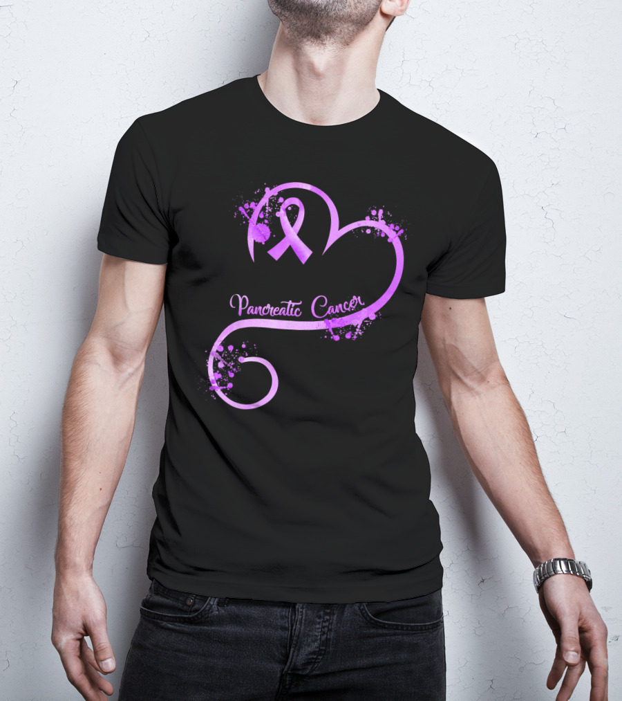 Heart Ribbon Pancreatic Cancer Awareness T-Shirt