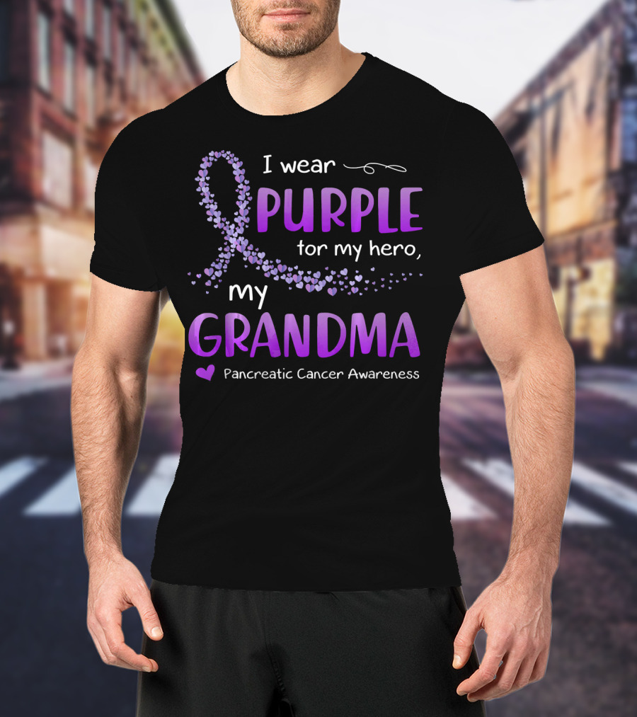 I Wear Purple For My Hero My Grandma Pancreatic Cancer Awareness T-Shirt