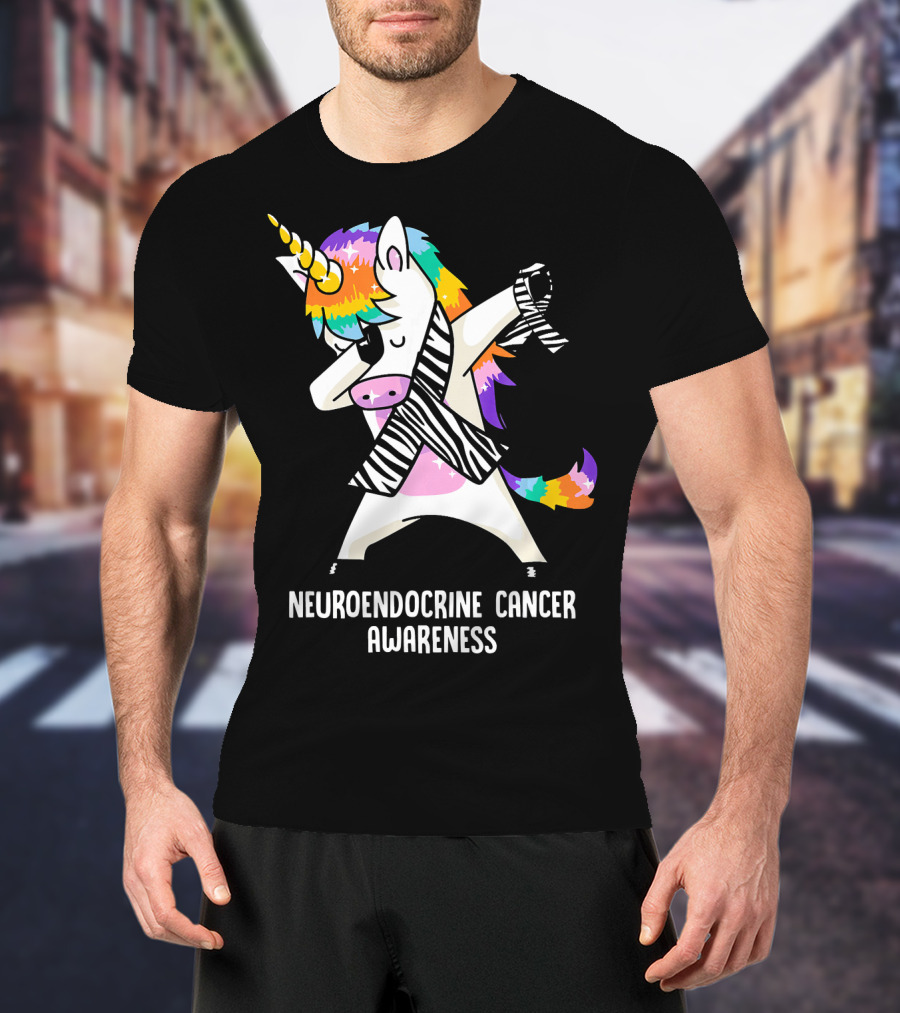 Neuroendocrine Cancer Awareness Dabbing Rainbow Unicorn T-Shirt