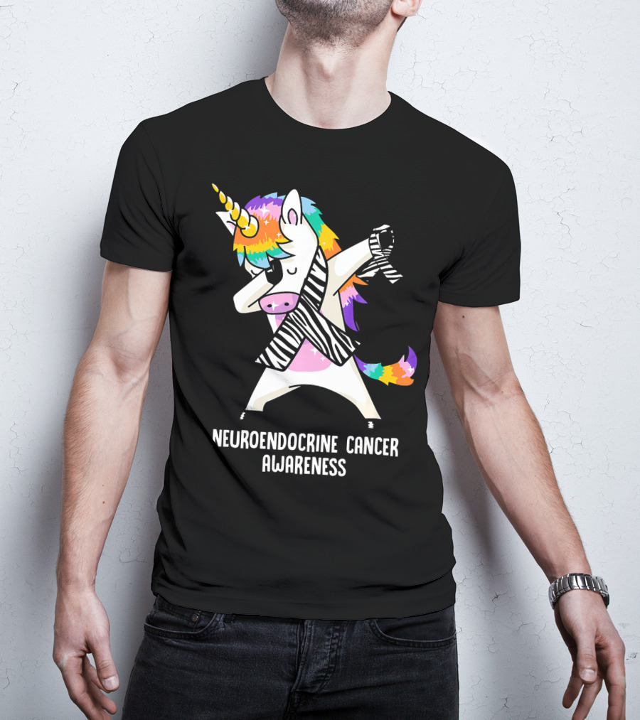 Neuroendocrine Cancer Awareness Dabbing Rainbow Unicorn T-Shirt