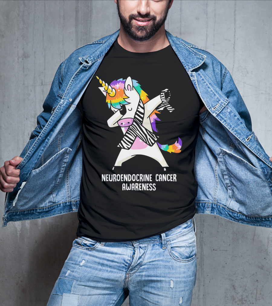 Neuroendocrine Cancer Awareness Dabbing Rainbow Unicorn T-Shirt