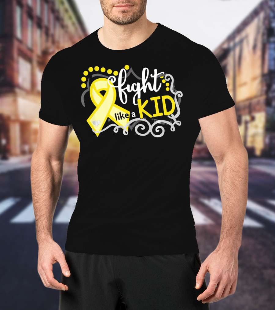 Fight Like A Kid Childhood Cancer Awareness Yellow T-Shirt