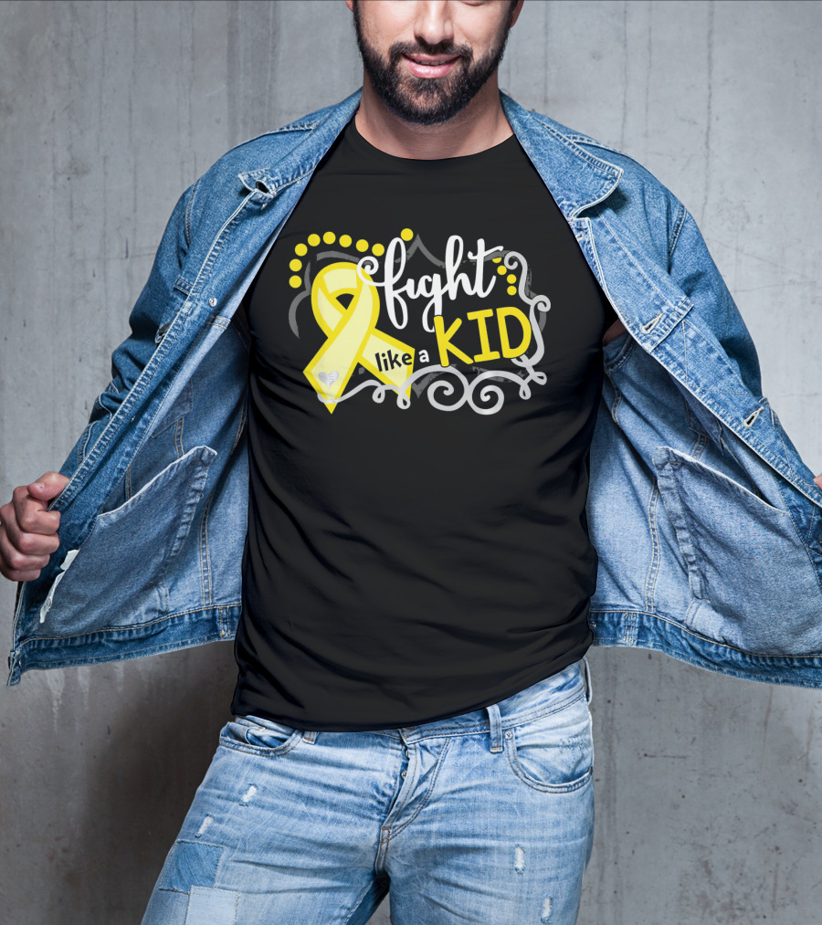 Fight Like A Kid Childhood Cancer Awareness Yellow T-Shirt