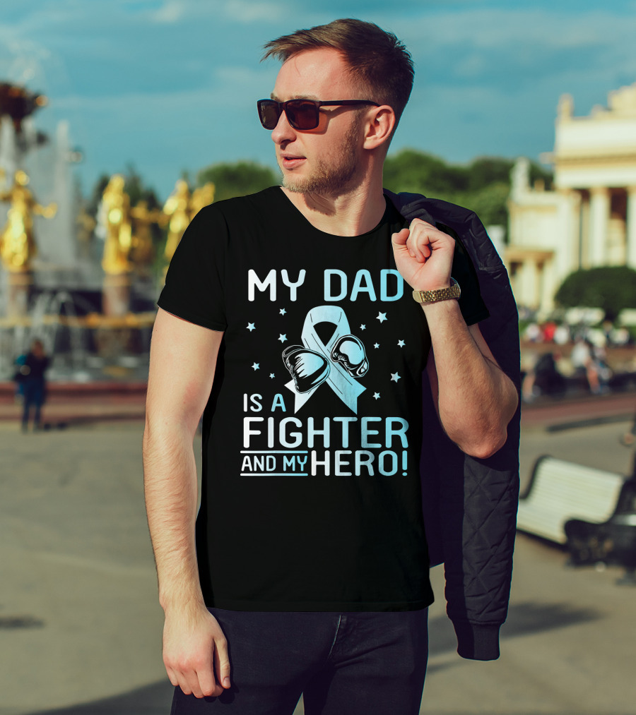 My Dad Is A Fighter And My Hero Boxing Gloves Ribbon Stars T-Shirt