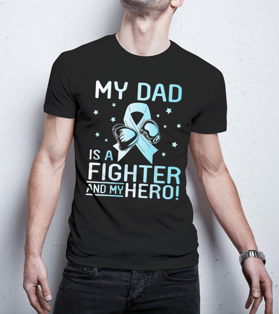 My Dad Is A Fighter And My Hero Boxing Gloves Ribbon Stars T-Shirt
