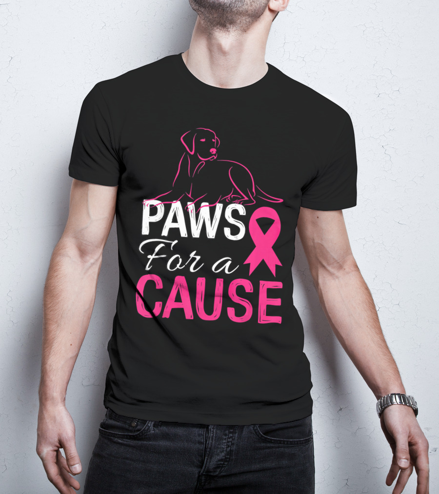 Paws For A Cause Breast Cancer Awareness Pink T-Shirt