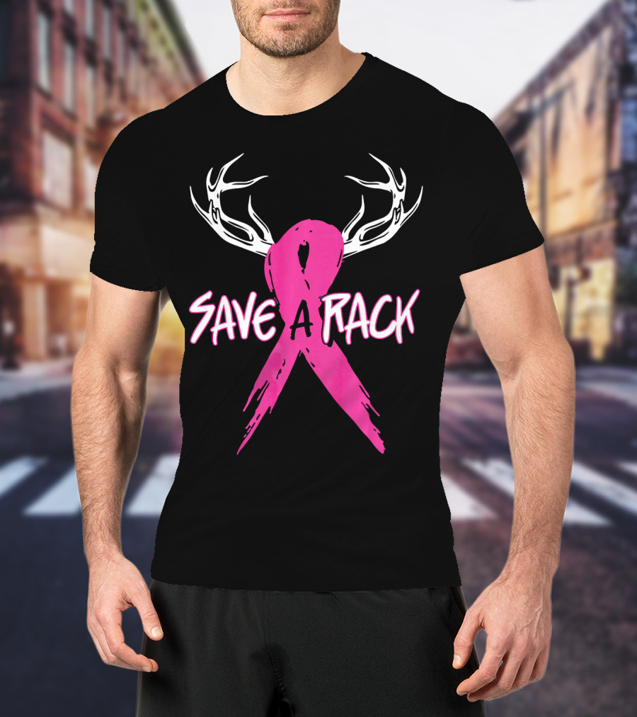Save A Rack Breast Cancer Awareness Antlers Pink T-Shirt