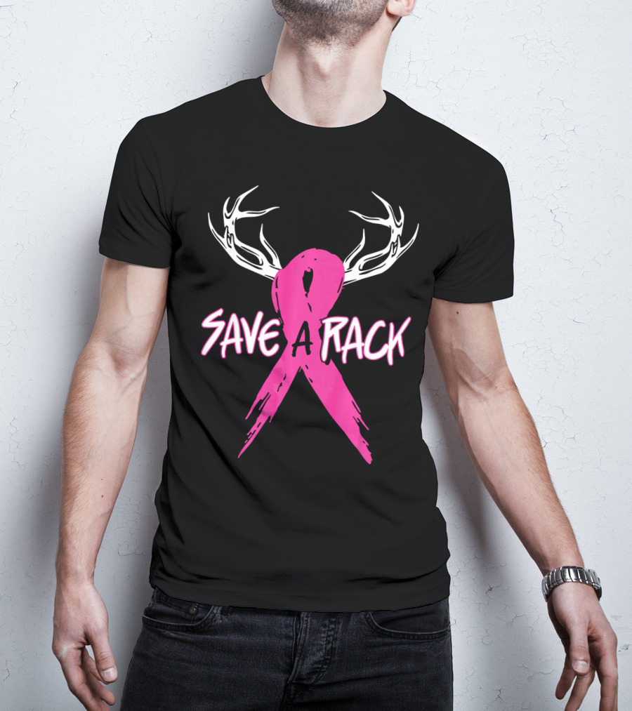 Save A Rack Breast Cancer Awareness Antlers Pink T-Shirt
