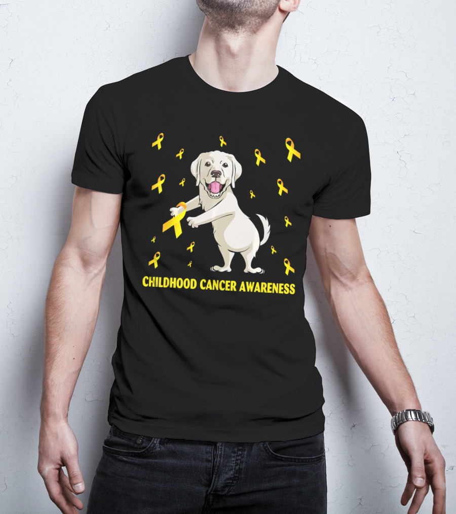 Childhood Cancer Awareness Flossing Labrador Gold T-Shirt