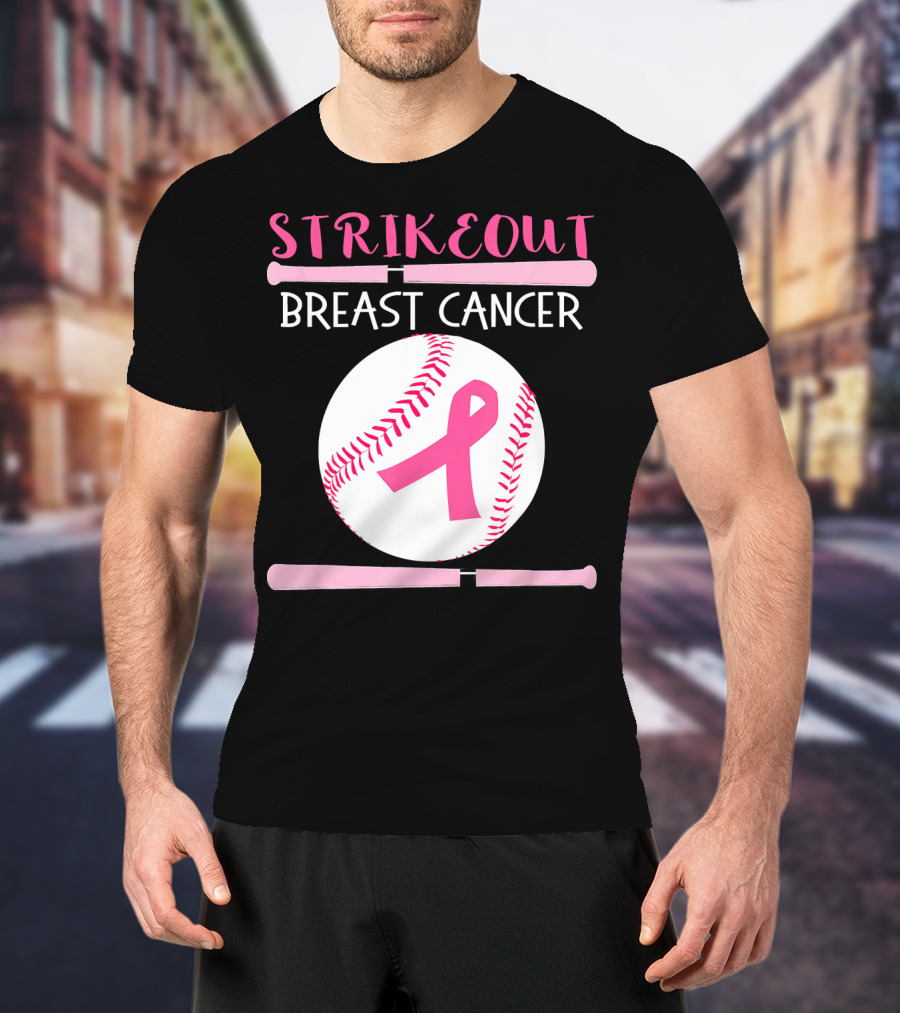 Strikeout Breast Cancer Baseball Catcher Player Team Co T-Shirt