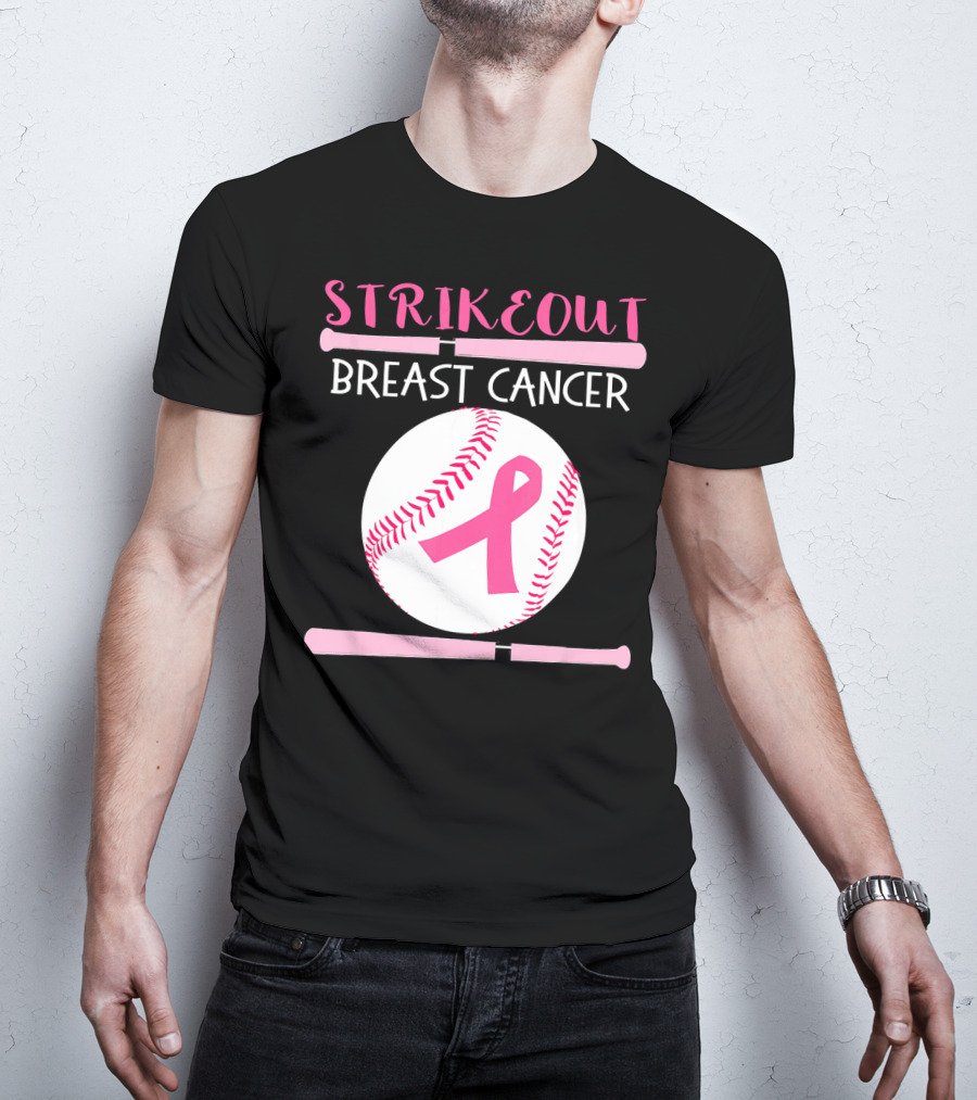 Strikeout Breast Cancer Baseball Catcher Player Team Co T-Shirt