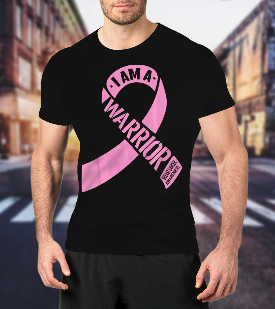 I Am A Warrior Pink Ribbon Breast Cancer Awareness T-Shirt