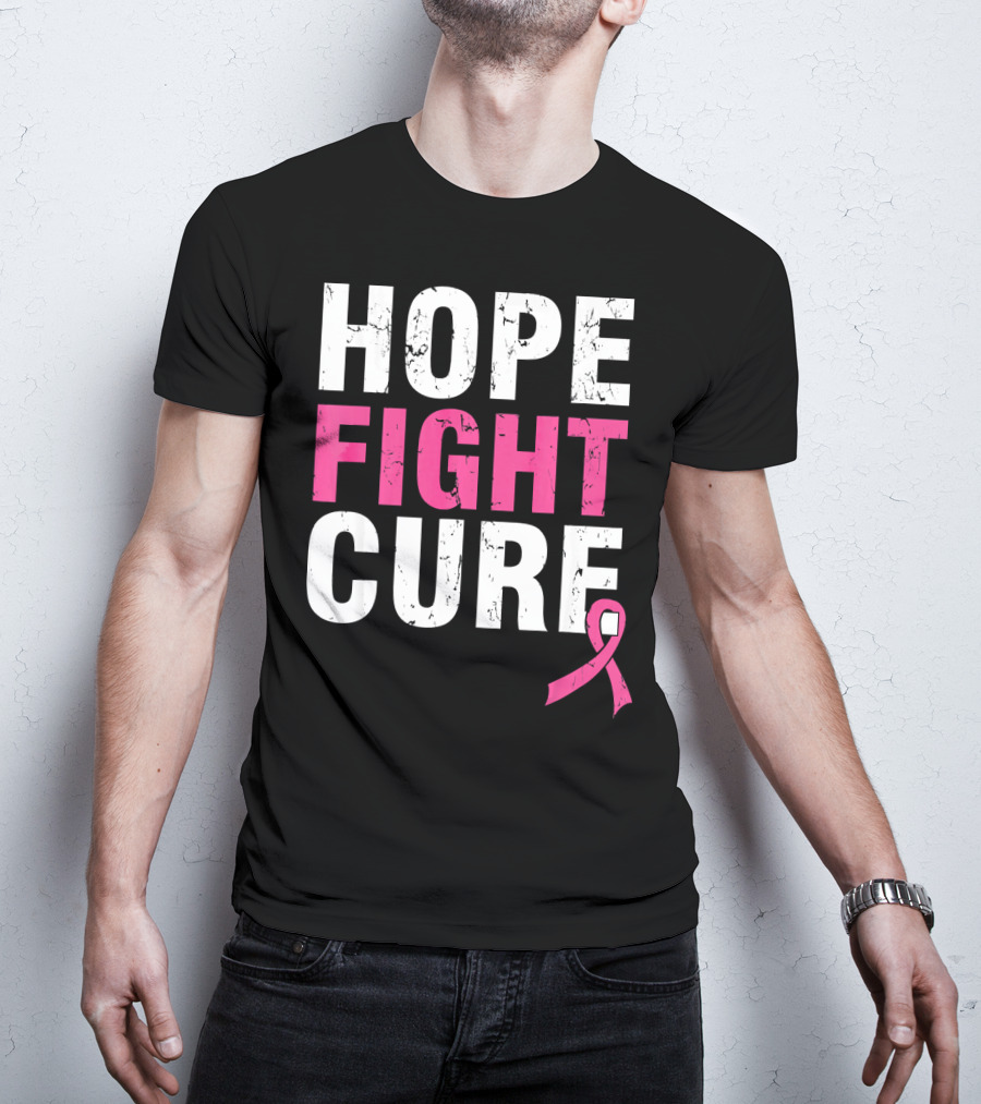 Hope Fight Cure Cancer Awareness Pink T-Shirt