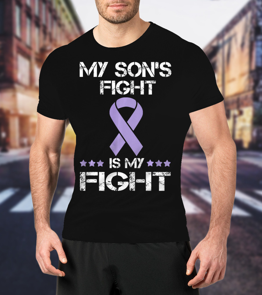 My Son's Fight Is My Fight Purple Ribbon Awareness T-Shirt