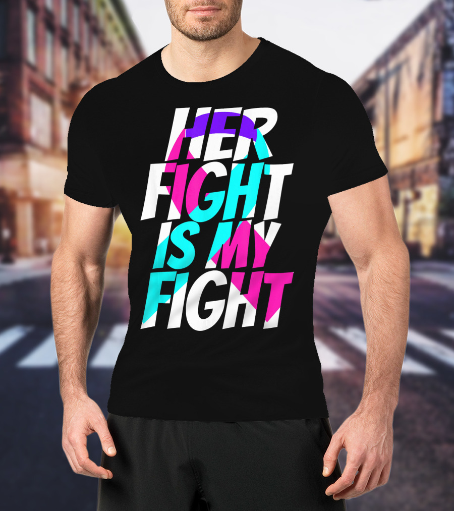 Her Fight Is My Fight Ribbon Thyroid Cancer Awareness T-Shirt