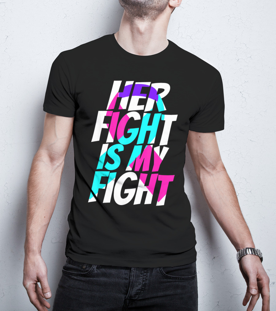 Her Fight Is My Fight Ribbon Thyroid Cancer Awareness T-Shirt