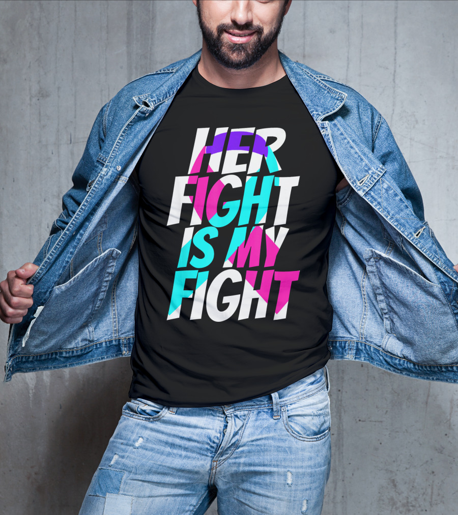 Her Fight Is My Fight Ribbon Thyroid Cancer Awareness T-Shirt
