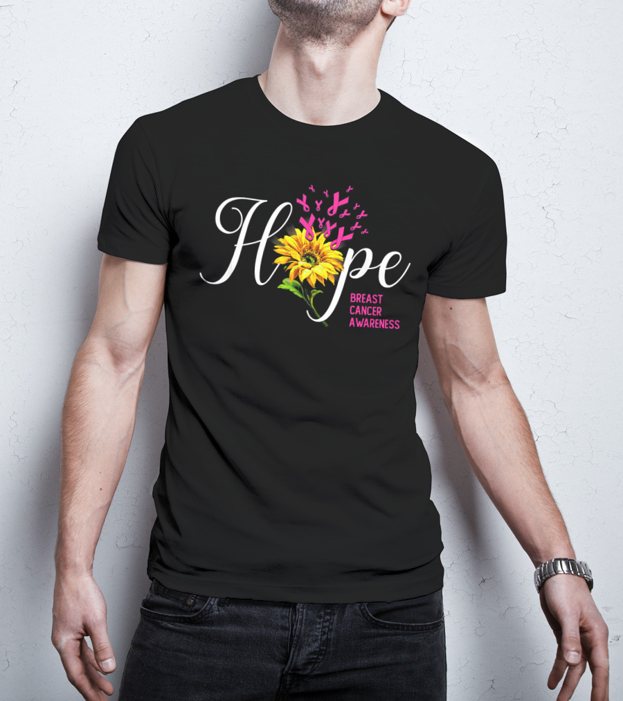 Hope Sunflower Breast Cancer Awareness T-Shirt