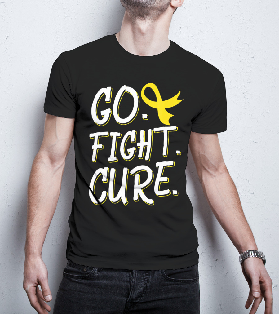 Go Fight Cure Childhood Cancer Gold Ribbon Awareness T-Shirt