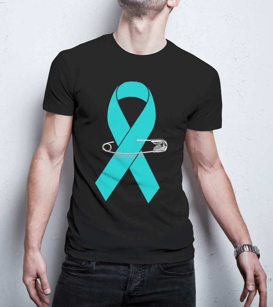 Ovarian Cancer Awareness Walk Support Ribbon With Safety Pin T-Shirt