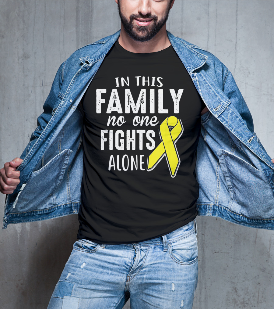In This Family No One Fights Alone Yellow Ribbon Sarco T-Shirt