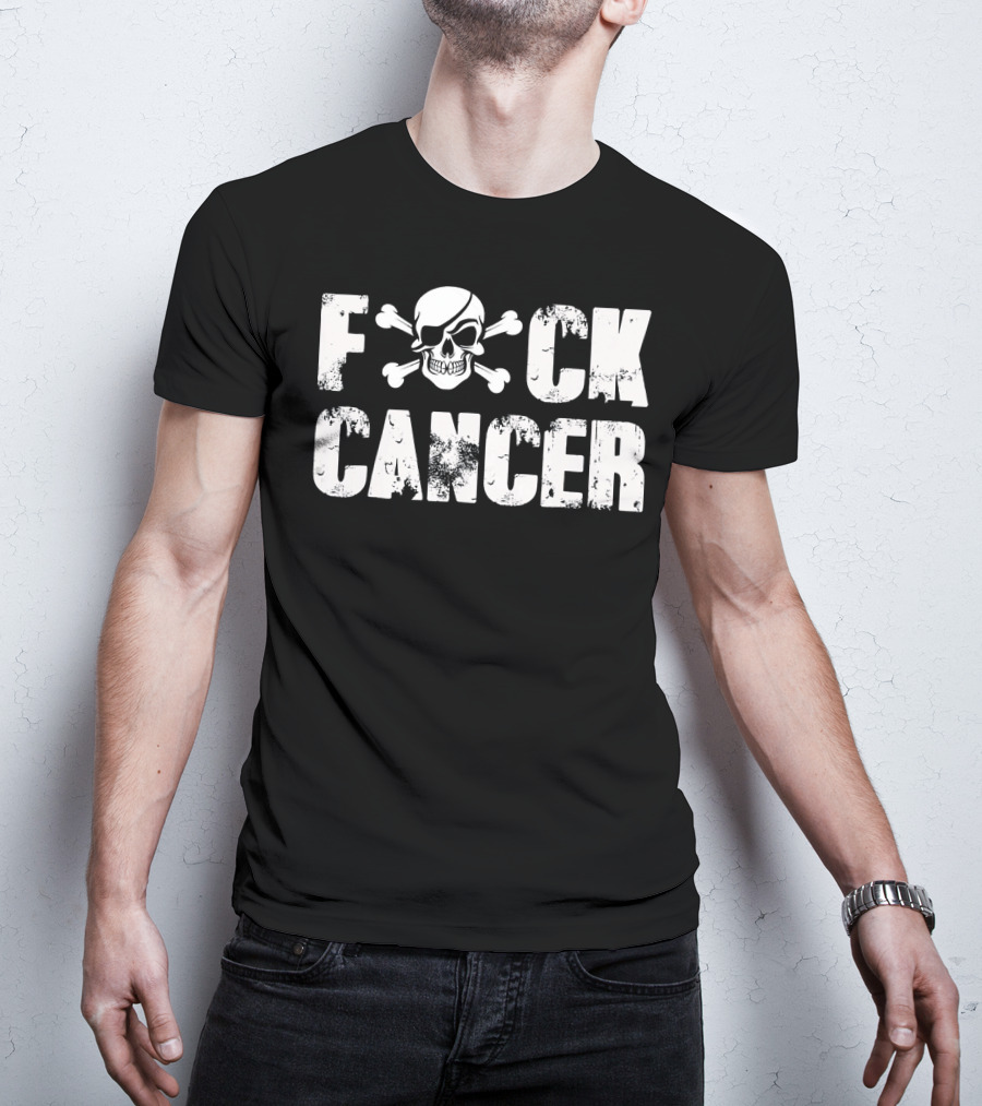 Fck Cancer Skull Crossbones Fight Back Cancer Support T-Shirt