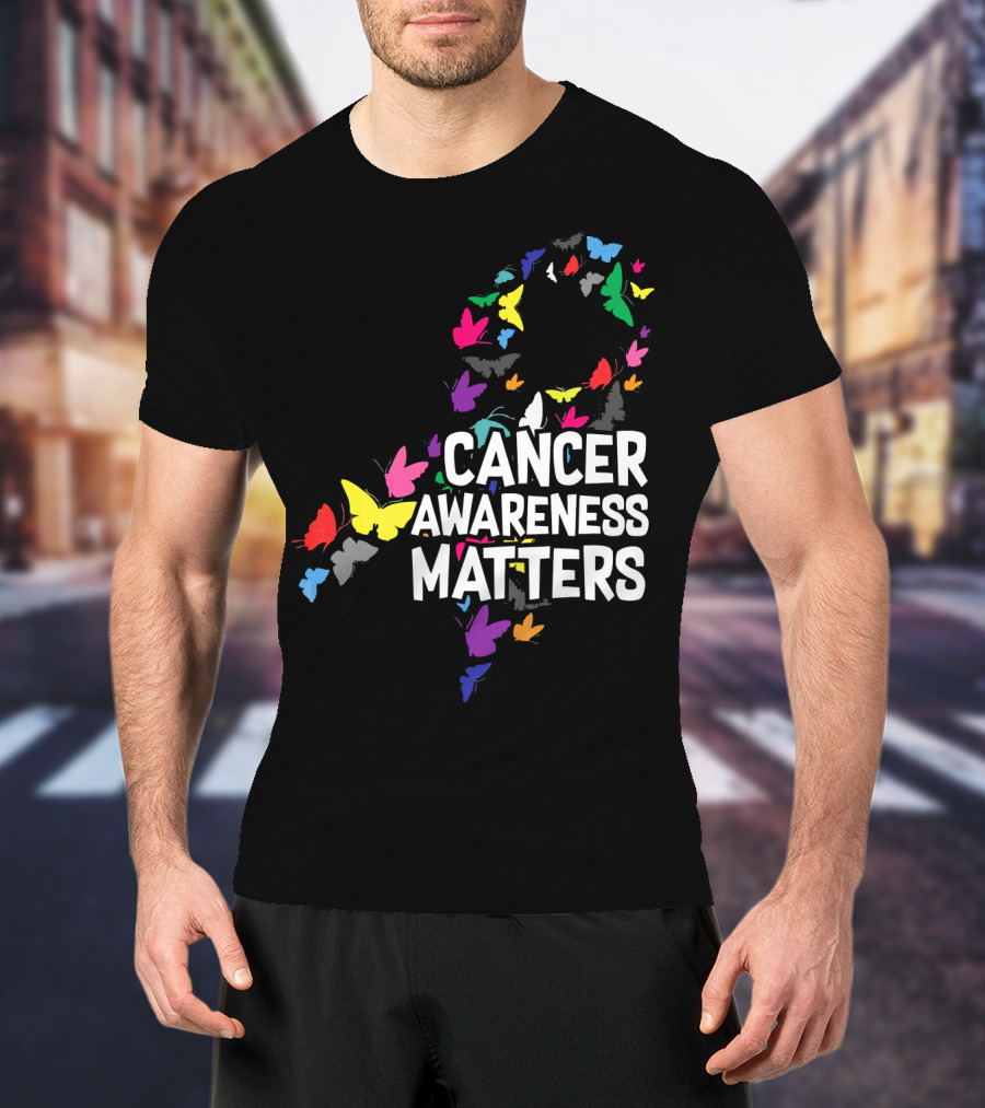 Cancer Awareness Matters Butterfly Ribbon T-Shirt