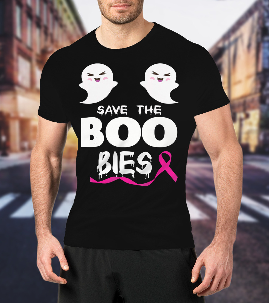 Save The BOO Bies Ghosts Pink Ribbon Breast Cancer Support T-Shirt