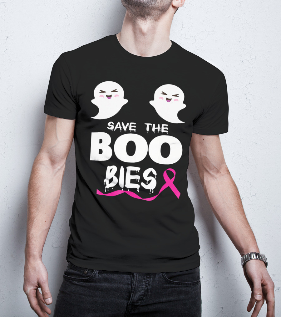 Save The BOO Bies Ghosts Pink Ribbon Breast Cancer Support T-Shirt