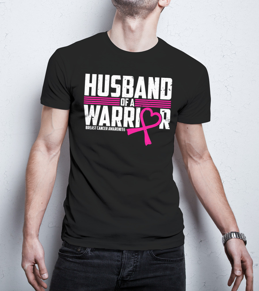 Husband Of A Warrior Breast Cancer Awareness T-Shirt