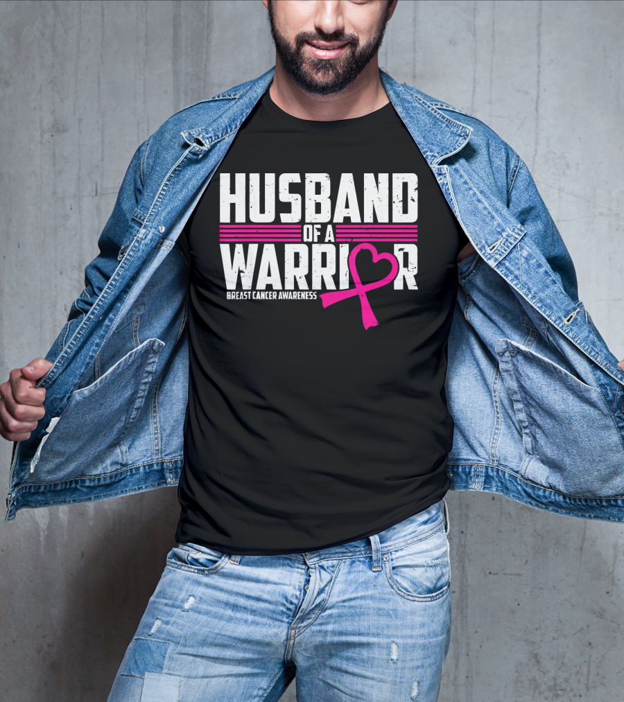 Husband Of A Warrior Breast Cancer Awareness T-Shirt