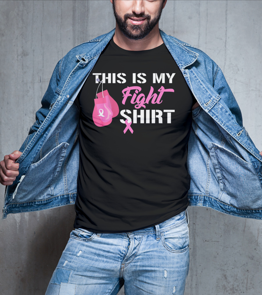 THIS IS MY FIGHT SHIRT Breast Cancer Awareness Pink Ribbon Boxing Gloves T-Shirt