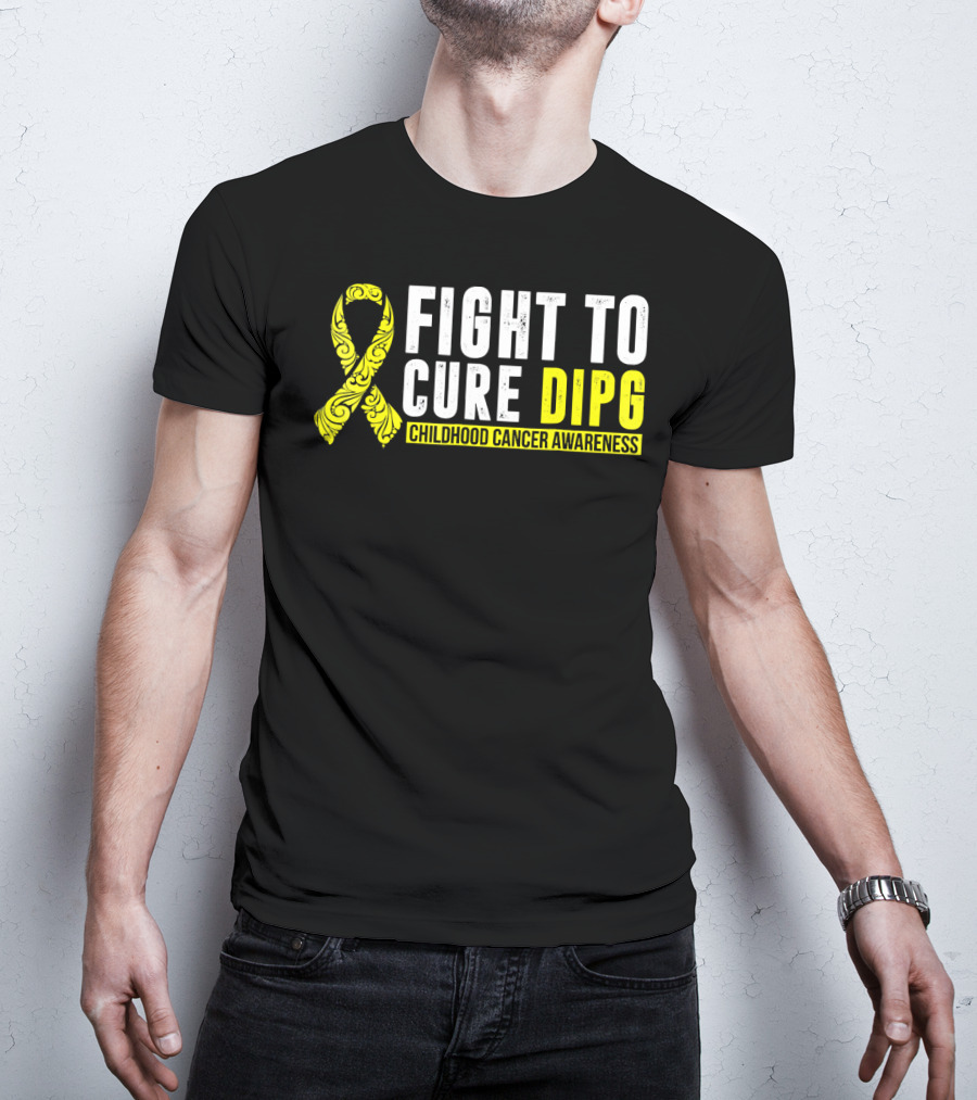 Fight To Cure DIPG Childhood Cancer Awareness Yellow T-Shirt