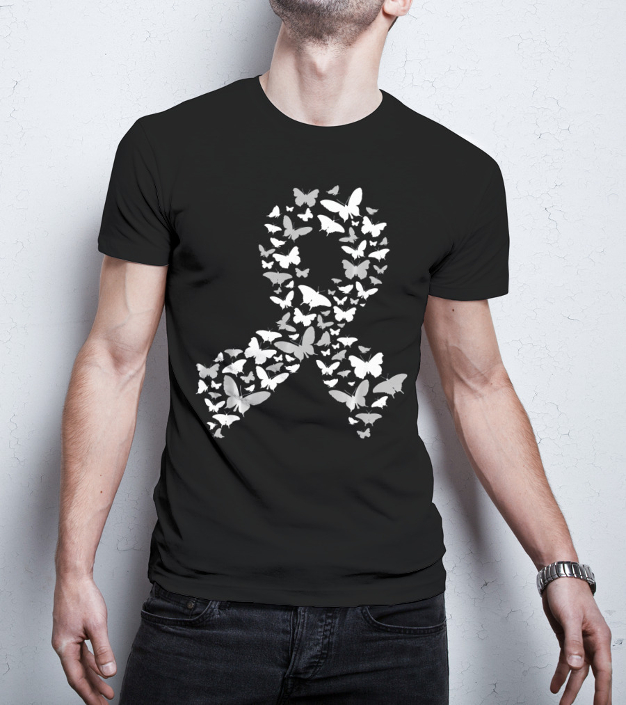 Brain Cancer Awareness Butterfly Ribbon T-Shirt