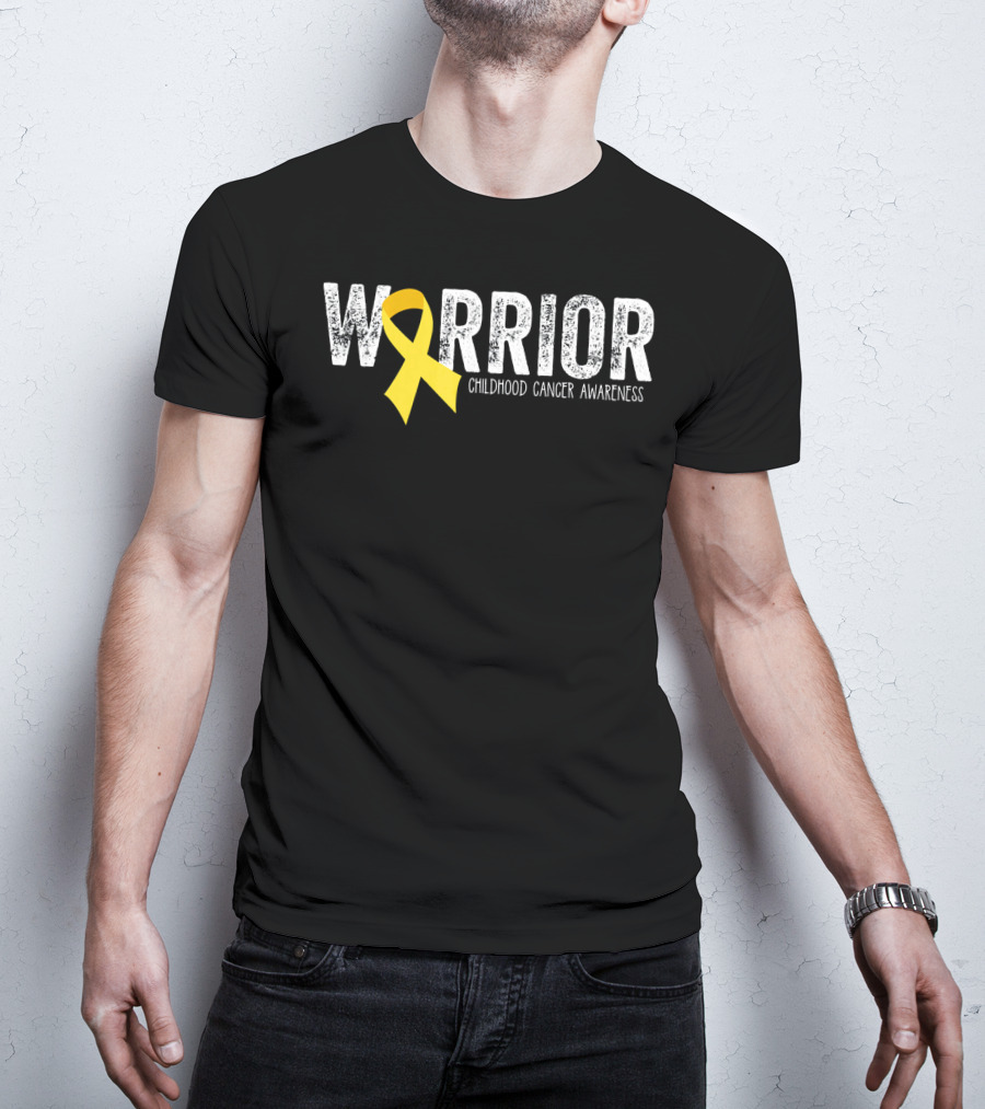 Warrior Yellow Ribbon Childhood Cancer Awareness T-Shirt