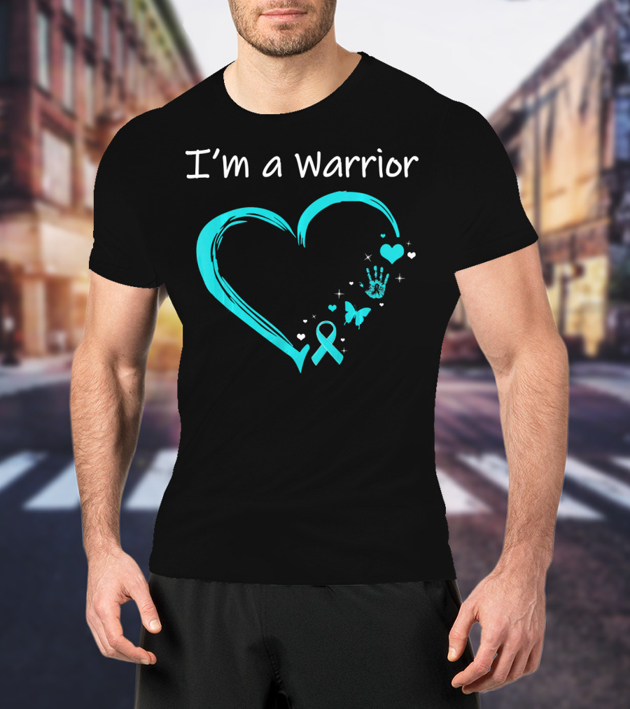 I'm A Warrior Ovarian Cancer Heart Awareness T-Shirt
