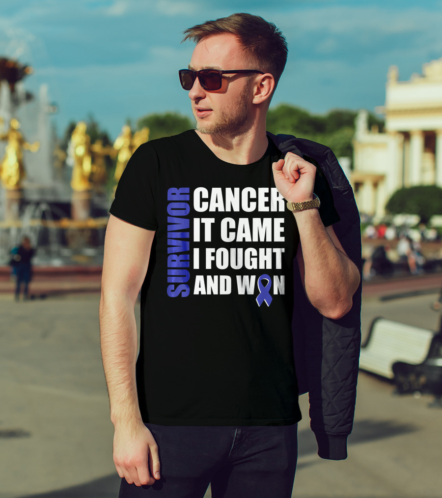 Survivor Cancer It Came I Fought And Won Blue T-Shirt