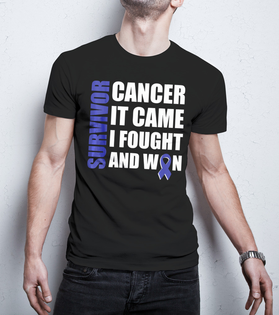Survivor Cancer It Came I Fought And Won Blue T-Shirt
