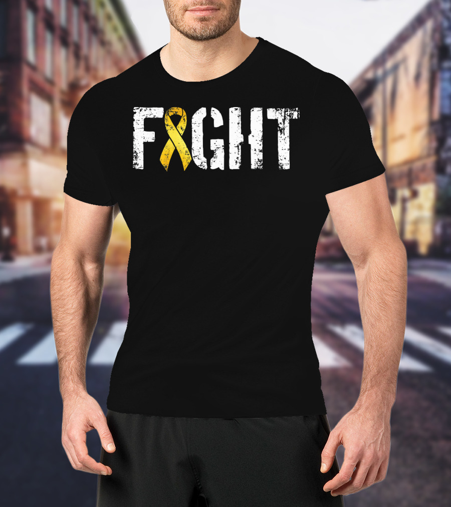 Fight Childhood Cancer Yellow Ribbon Military Style Go T-Shirt