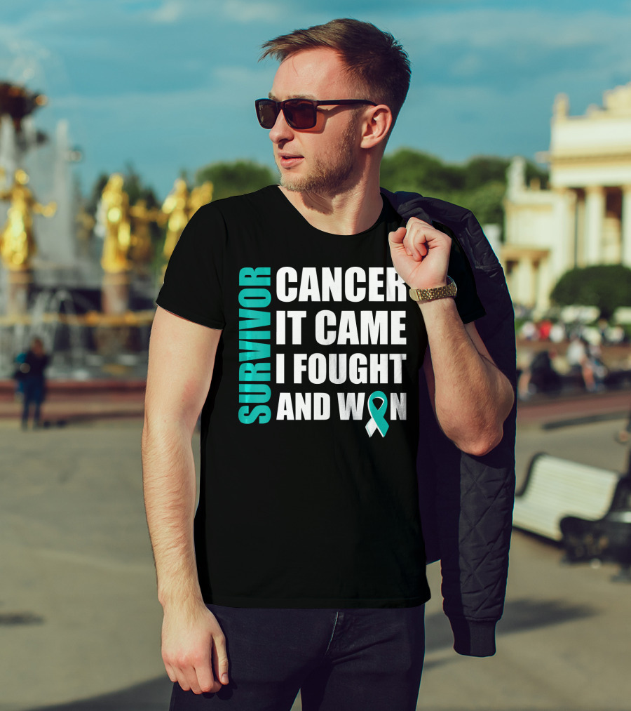 Survivor Cancer It Came I Fought And Won Cervical Cancer Awareness Fight Cancer T-Shirt