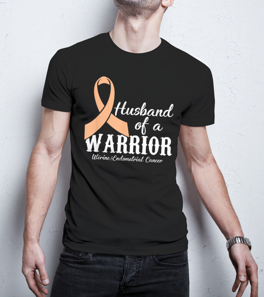 Husband Of A Warrior Uterine Endometrial Cancer T-Shirt