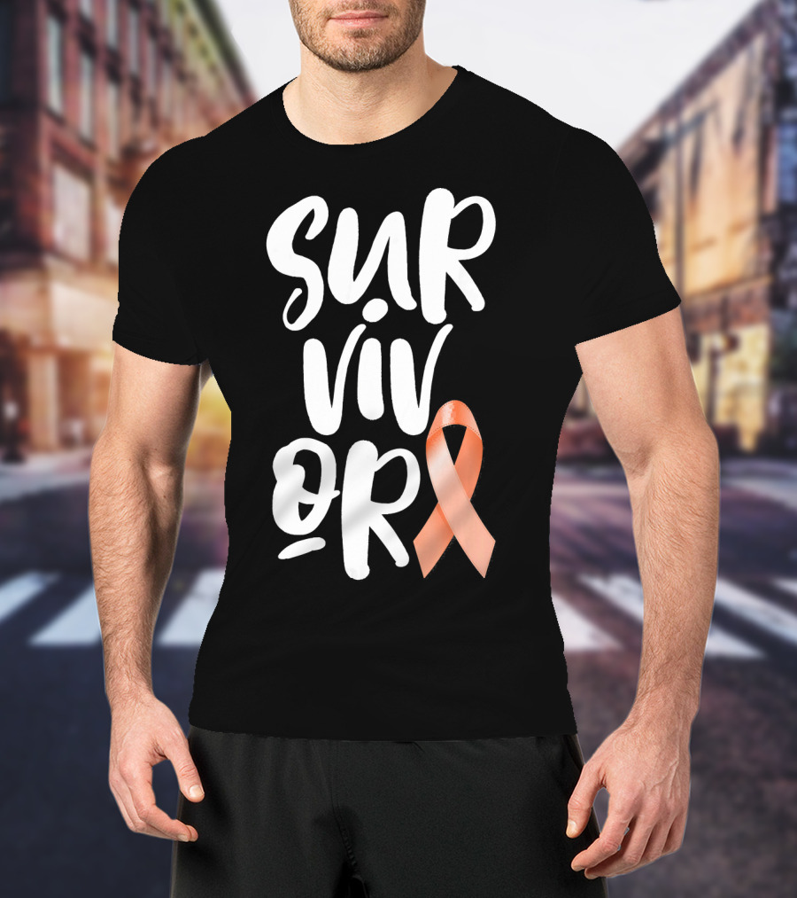 Survivor Uterine Cancer Peach Ribbon Awareness T-Shirt