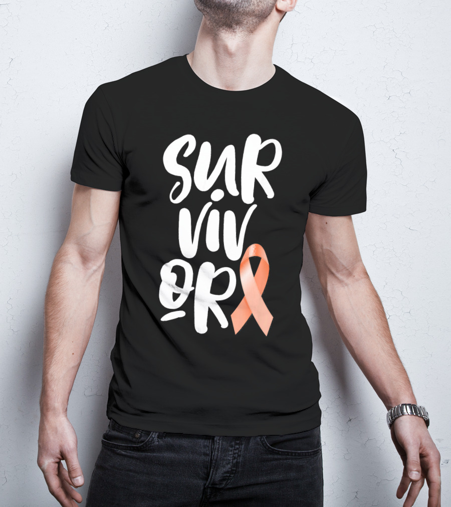 Survivor Uterine Cancer Peach Ribbon Awareness T-Shirt