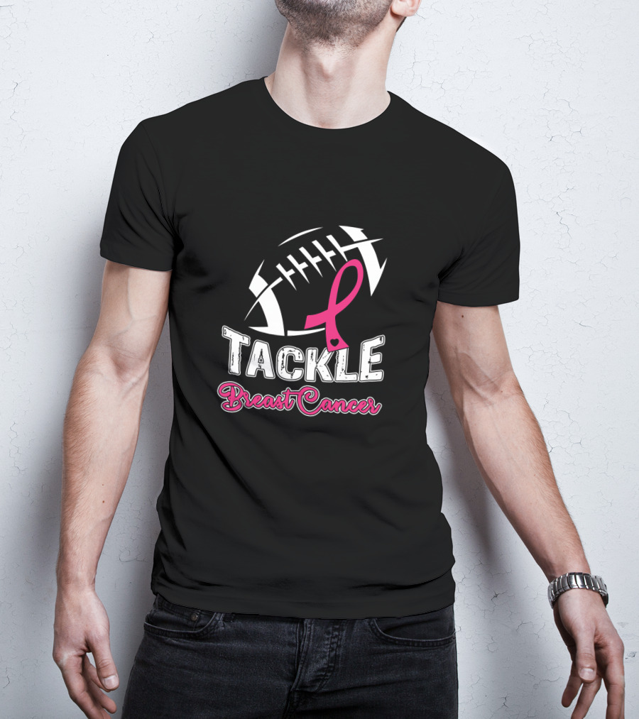 Tackle Breast Cancer Awareness Football T-Shirt